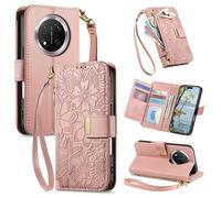 Fertuo Cover per TCL 60 SE/TCL 605, Fiori Custodia a Libro Portafoglio Antiurto in Pelle PU Flip Case Interna Silicone con Porta Carte, Supporto, Chiusura Magnetica e Cinturino, Rosa