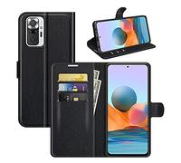 Fertuo Cover per Xiaomi Redmi Note 10 Pro, Custodia Portafoglio Cover a Libro in Pelle Flip Case con Silicone Bumper, Fibbia Magnetica, Porta Carte, per Redmi Note 10 Pro, Nero