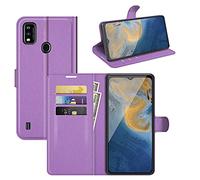 Fertuo Cover per ZTE Blade A51, Custodia Portafoglio Cover a Libro in Pelle Flip Case con Silicone Bumper, Fibbia Magnetica, Porta Carte, Kickstand, per ZTE Blade A51, Viola