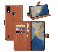 Fertuo Cover per ZTE Blade A51, Custodia Portafoglio Cover a Libro in Pelle Flip Case con Silicone Bumper, Fibbia Magnetica, Porta Carte, Kickstand, per ZTE Blade A51, Marrone