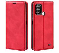 Fertuo Cover per ZTE Blade A52, Custodia a Libro in Pelle Flip Case con Porta Carte, Chiusura Magnetica [Interna in Silicone Morbido] Portafoglio per ZTE Blade A52, Rosso