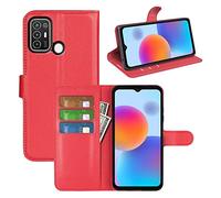 Fertuo Cover per ZTE Blade A52, Custodia Portafoglio Cover a Libro in Pelle Flip Case con Silicone Bumper, Fibbia Magnetica, Porta Carte e Kickstand per ZTE Blade A52, Rosso
