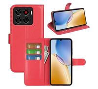 Fertuo Cover per ZTE Blade A56, Custodia Portafoglio Cover a Libro in Pelle Flip Case Sottile con Silicone Bumper, Fibbia Magnetica, Porta Carte e Kickstand, Rosso
