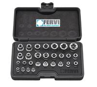 SERIE CHIAVI A BUSSOLA TORX FERVI 0195 DA 1/4", 3/8" E 1/2" PZ.28