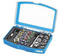 Fervi 0404 Inserti Bussole Portainserti, Set 35 Pezzi, Ciano/Nero