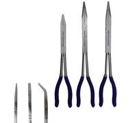 FERVI Set Kit 3 pinze a becchi doppio snodo lunga 340 mm becco piatto curvo 45°