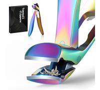 FERYES Tagliaunghie per piedi con testa angolata con manico lungo per anziani, tagliaunghie a mascella larga con raccoglitore per unghie spesse, taglio più facile, design ergonomico (arcobaleno