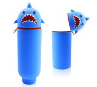 FESDMOH Astuccio Silicone, Astuccio Piccolo, Portapenne da Tavolo, Kawaii, Astuccio in Morbido Silicone per la Scuola, per la Scuola, Ufficio (Squalo)