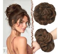 FESHFEN Chignon Finto per Capelli, Elastici Chignon Finti Sintetica Ondulato Capelli Naturale Coda di Cavallo Posticci per Capelli Spessi Updo per Donne Ragazze, 55g Rosso Vino
