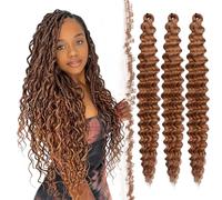 FESHFEN Ocean Wave Crochet Hair extension - 3 Pezzi Estensioni Capelli per Treccine a Onde Sintetici Ondulati Braiding Trecce Boho Posticci Extensions per Donne, 55 cm Arancione
