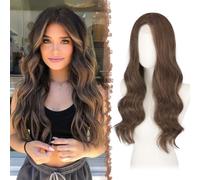 FESHFEN Parrucca Lunga Ondulata - Lace Front Parrucca per Donna Lunghe Ondulate Castano Wigs Naturali Sintetici Capelli Parrucche Uso Quotidiano Festa, 60 cm