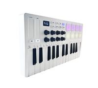 Fesjoy Controller MIDI Mini Tastiera USB Portatile con 25 Tasti e Pad Retroilluminati RGB, per Produzione Musicale ABS/nero 8 Manopole