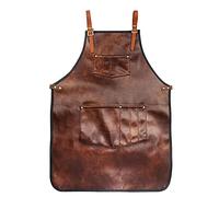 Fesjoy Grembiule da chef impermeabile, in pelle PU, con tasche incrociate sulla schiena, per cucina, barbecue, barbiere, barista, lavoro manuale