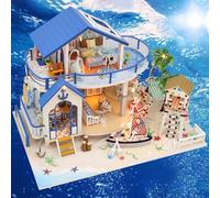 Fesjoy Kit Mini Casa Fai-da-te in Miniatura per Casa delle Bambole con Luci LED Realistiche, Design Eccellente per gli Appassionati di Artigianato, Progetto Perfetto Adulti, Decorazioni la, Set