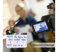 Fesjoy Lavagna per Film in Ardesia per la Registrazione di Filmati Dal Vivo in Studio, Ardesia Scene D'azione con Taglio Acrilico di Alta qualità, Bastoncini Bianco e (#1)