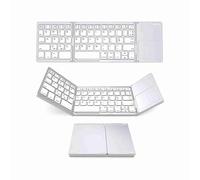 Fesjoy Mini Tastiera Pieghevole Ultra Sottile con Tastiera BT Wireless con Touchpad per //iOS - BT Portatile per Telefono Cellulare, Tablet e Laptop - Digitazione Rapida Battitura Silenziosa (Argento)