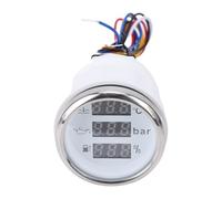 Fesjoy Misuratore Marino Digitale per Barche Retroilluminato 3 in 1 da 52 Mm per Auto, Camion, Livello Carburante, Pressione Olio, Temperatura Dell'acqua, Appassionati di Automobili, ABS, Acciaio