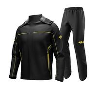 Fesjoy Rain Jacket, Tuta impermeabile da moto, per uomini e donne, ciclismo, ciclismo, giacca e pantaloni con custodia, impermeabile e traspirante, Nero , L