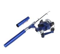 Fesjoy Rulto di Canna da Pesca a Pena Tascabile Set, Mini Asta Leggera Portatile in Lega di Alluminio per Viaggi, Appassionato Ideale per Esterni, Include la capacità di Bottiglia di (Blu)