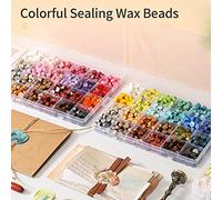 Fesjoy Set di Perline di Ceralacca Colorate con Scatola Portaoggetti per Buste con Timbri Sigillo Ceralacca, Inviti Nozze, 600 Pezzi (#6)