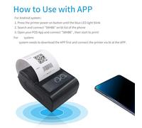 Fesjoy Stampante Termica per Ricevute Compatta da 58 Mm con Connessione USB BT, Supporto Comando ESC/POS, Ideale per Ristoranti di Supermercati, Stampante Termica Wireless (Fesjoyk4sbadrgpx-OS4175-1)