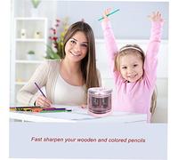 Fesjoy Temperamatite Automatico con Copertura di Sicurezza per Bambini, Temperamatite Elettrico a Batteria a 2 Fori per Materiale Scolastico (Rosa)