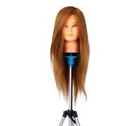 Fesjoy Testa di Manichino Biondo con Capelli Veri per Esercitazioni di Parrucchiere e Styling Adatto a Studenti e Bambine