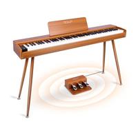 Fesley Pianoforte digitale con 88 tasti ponderata, pianoforte elettrico full-size con azione graduata a martello, per altoparlanti stereo doppi e 3 pedali, supporto Bluetooth, USB MIDI,