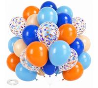 Fesnova 60 palloncini arancione/blu, 30,5 cm, azzurro, arancione e beige, palloncini con coriandoli, per compleanno, matrimonio, laurea, decorazione per feste