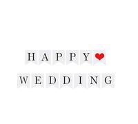 Fesnova Just Married - Festone da matrimonio con cuore rosso, decorazione vintage per feste di matrimonio, 2 pezzi