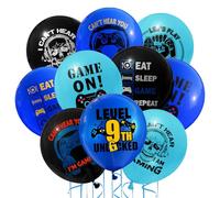Fesnova Set di palloncini da gioco per bambini, decorazione di compleanno, 9 anni, motivo videogiochi, decorazione di compleanno, 9 anni, 10 pezzi, per ragazzo e compleanno, temi di gioco, festa