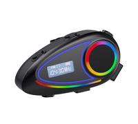 fesoklaf Auricolare Bluetooth per moto con schermo LCD, altoparlanti per casco Bluetooth 5.4, sistema di comunicazione citofono impermeabile IP65, rumore intelligente, microfono cuffie casco moto