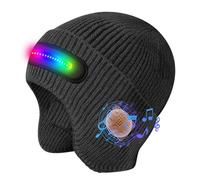 fesoklaf Cuffia Bluetooth con luce LED, per uomo e donna, per l'inverno, caldo, senza fili, con torcia elettrica, per sport all'aria aperta, Colorato., Taglia unica