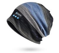 fesoklaf Cuffia Bluetooth per uomo donna autunno morbido senza fili musica slouchy lavorato a maglia berretti sportivi con microfono, Blu, Taglia unica