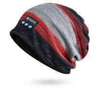 fesoklaf Cuffia Bluetooth per uomo donna autunno morbido senza fili musica slouchy lavorato a maglia berretti sportivi con microfono, Rosso, Taglia unica