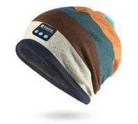 fesoklaf Cuffia Bluetooth per uomo donna autunno morbido senza fili musica slouchy lavorato a maglia berretti sportivi con microfono, Foderato in pile E, Taglia unica