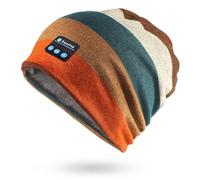 fesoklaf Cuffia Bluetooth per uomo donna autunno morbido senza fili musica slouchy lavorato a maglia berretti sportivi con microfono, Foderato in G-pile, Taglia unica