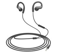 fesoklaf Cuffie aperte con filo e ganci per le orecchie, cuffie da corsa con microfono e controllo in linea da 3,5 mm/tipo C, per sport, ciclismo, jogging, palestra, allenamenti (nero, 3,5 mm)