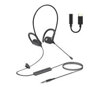 fesoklaf Cuffie con cavo aperto e microfono regolabile, con ganci per le orecchie, controllo in-line, auricolari stereo per corsa, ciclismo, allenamento (porta rotonda da 3,5 mm + cavo adattatore di