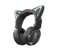 fesoklaf Cuffie con orecchie di gatto, pieghevoli, wireless, Bluetooth 5.3, cuffie da gioco con luce LED RGB, con cavo audio, cuffie sovraurali, regalo per bambini e adulti