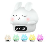 fesoklaf Sveglia digitale con luce notturna, luce notturna a forma di coniglietto, sveglia carina, piccola orologio da comodino per bambini e ragazzi, decorazione per la stanza di compleanno (bianco)