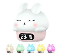 fesoklaf Sveglia digitale con luce notturna, luce notturna a forma di coniglietto, sveglia carina, piccola orologio da comodino per bambini e ragazzi, decorazione per la stanza di compleanno (rosa)