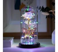 Fespcj Luce notturna colorata Rose Night Light Romantica dell'atmosfera sorprende il compleanno con struttura metallica,decorazione domestica Risparmio energetico Dormitorio portatile Luce notturna