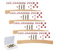FESSOSKO 4 Pezzi Porta Carte Per Bambini, Porta Carte In Legno da 33 cm, Porta Carte Da Gioco Viene Fornita una Scatola di Archiviazione, Reggi Carte Portacarte da Gioco per Anziani, Adulti, Disabili