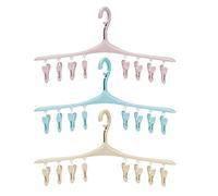 Fest - Set di 3 stendibiancheria in plastica con 8 clip, design antivento e girevole, per calzini, asciugamani, biancheria intima, vestiti per bambini