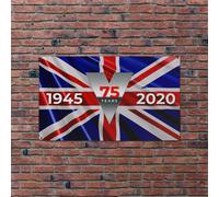 Festa 75 Anni Vittoria 1945-2020 5x3ft Striscione Union Jack in Tessuto