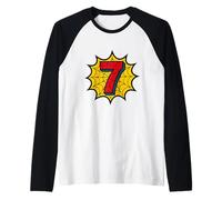 Festa a Tema Ragno per 7° Compleanno, 7 Anni, Ragazzi e Giovani Maglia con Maniche Raglan