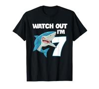 Festa a Tema Shark 7th Birthday Watch out I'm 7 Ocean Kid Maglietta