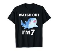 Festa a Tema Shark 7th Birthday Watch out I'm 7 Ocean Kid Maglietta