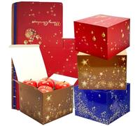 Festa Centro 18 Pz Scatola Natalizie,20 x 20 x 15 Cm, 3 design, 6 scatole per design, Scatole Regalo Natalizie in Cartone Quadrato Natale 3D Scatole per Dolci Caramelle Scatola per Dolci Natale